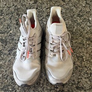 adidas Light Gray Athletic Sneakers with Orange Lace Tips